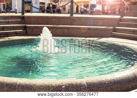 Fountain On Ban Jelacic Square In Zagreb, Croatia.