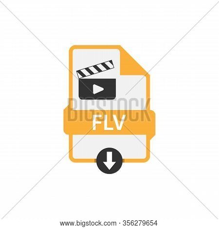 Flv Download Video File Format Vector Image. Flv File Icon Flat Design Graphic Video Vector