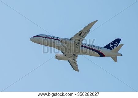 August 30, 2019. Zhukovsky, Russia. Russian Short-range Narrow-body Passenger Aircraft  Sukhoi Super