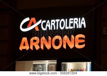 Palermo, Sicily - February 8, 2020: The Cartoleria Arnone Stationery Store Which Sells Paper Goods A