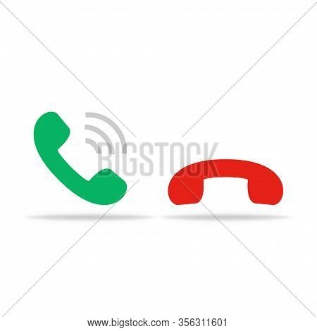 Phone Icons In Retro Style With Accept Or Decline Style. Flat. Vector Eps 10