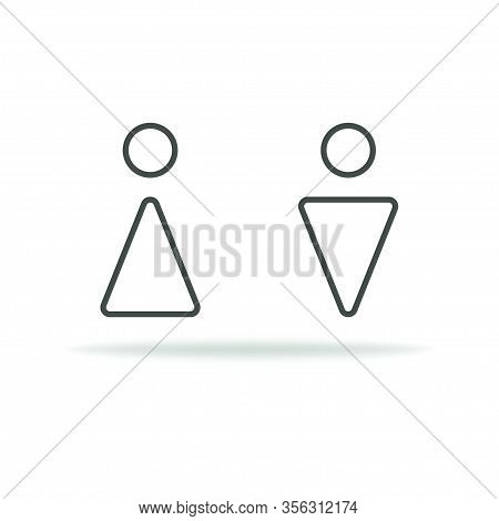 Wc Restroom For Men And Women In Public Place. Washroom Icons Set. Vector Eps 10