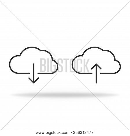 Cloud Storrage With Upload Or Download Arrow Icons. Minimalism Style. Vector Eps 10