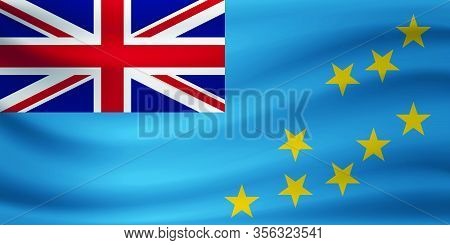 Waving Flag Of Tuvalu. Vector Illustration As Background