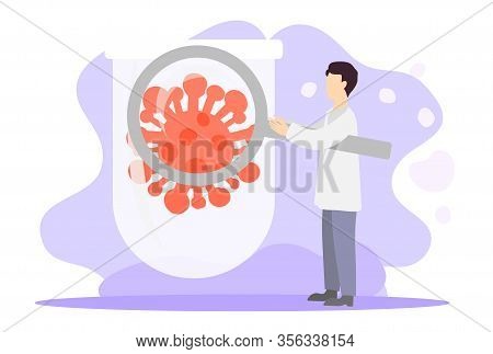 Epidemiology Vector Illustration. Flat Tiny Bacteria Pandemic Outbreak Research. Health Danger Risk 