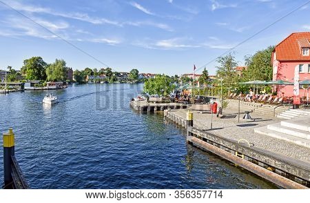 Malchow, Germany - July 9, 2017: Waterway In The Town Malchow In The State Mecklenburg-vorpommern In