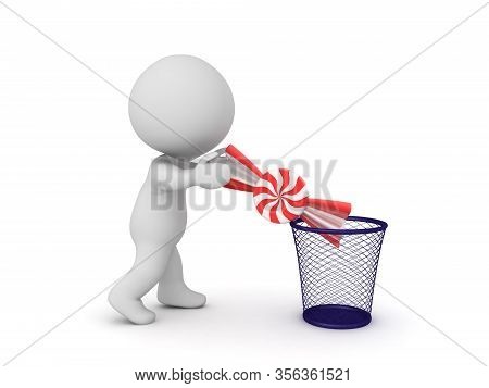 3D Character Throwing Candy Into The Junk