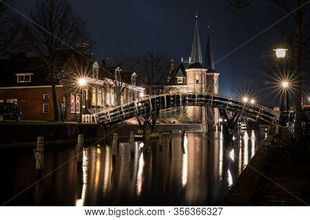 Old City Gate In The Historic Center Of The Frisian City Sneek In Defense Of The City Canal