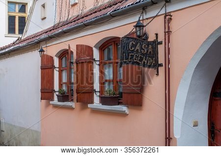 Sighisoara, Romania - March 23, 2013: Detail Of The Windows Of Casa Legenda Restaurant