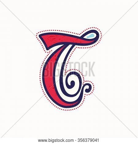 T Letter Logo In True Celtic Knot-spiral Style. Perfect Typeface For For History Identity, Medieval 