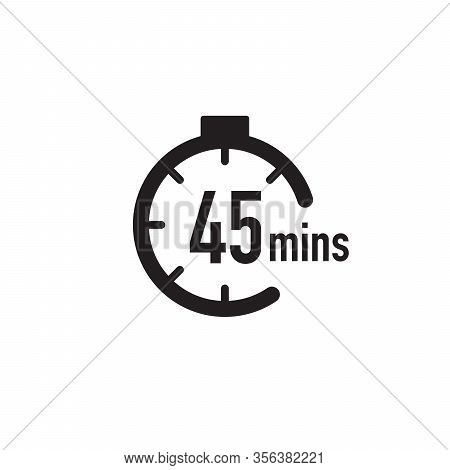 45 Minutes Timer, Stopwatch Or Countdown Icon. Time Measure. Chronometr Icon. Stock Vector Illustrat
