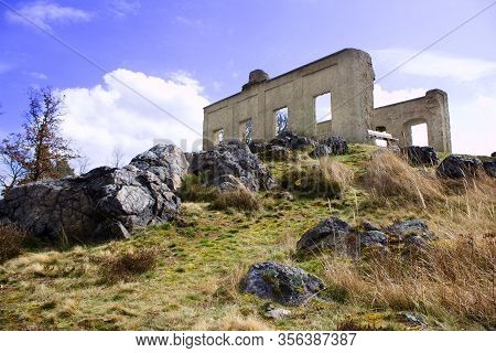 Romantic Ruins Of The Kamýk Summer House In Osek Near Rokycany In The Czech Republic.