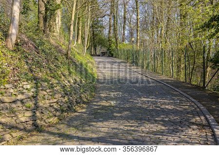 Image Of The Famous Cobblestone Road Muur Van Geraardsbergen Located In Belgium. On This Road Every 