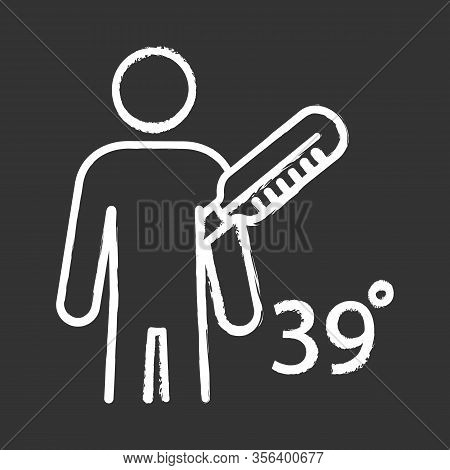 Fever Chalk Icon. High Body Temperature. Disease, Cold, Flu Symptom. Vaccination Side Effect. Isolat