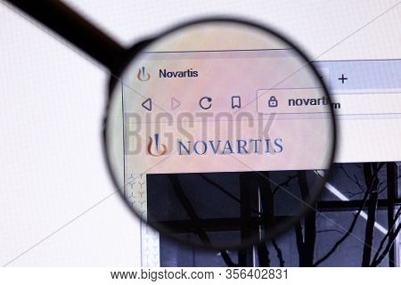 Los Angeles, California, Usa - 20 March 2020: Novartis Company Logo On Website Page Close-up On Scre
