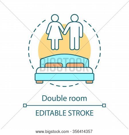 Double Room Concept Icon. Hotel Suite For Couple. Accommodation With Double Bed. Hostel, Dormitory B