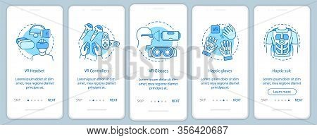 Virtual Reality Tools Onboarding Mobile App Page Screen With Linear Concept. Vr Mask Set, Controller