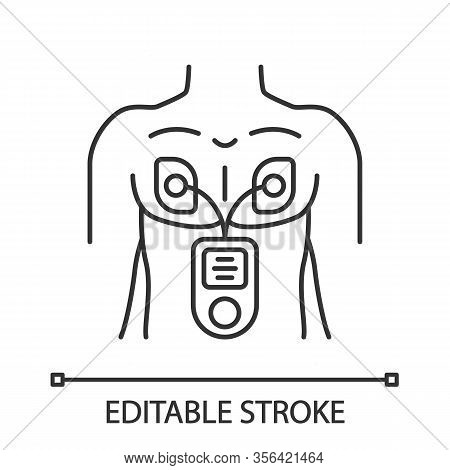 Electrical Muscle Stimulator Linear Icon. Heart Rate Monitor, Diagnosis. Myostimulation. Ems Medical