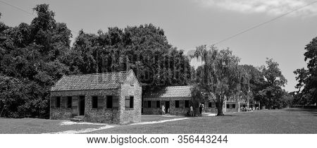 Charleston South Carolina June 28 2016: Slave Cabins In Boone Hall Plantation In Mount Pleasant, The