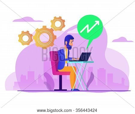 Business Enhancement Reporting. Business Graph Statistics Flat Vector Illustration Design. Business 