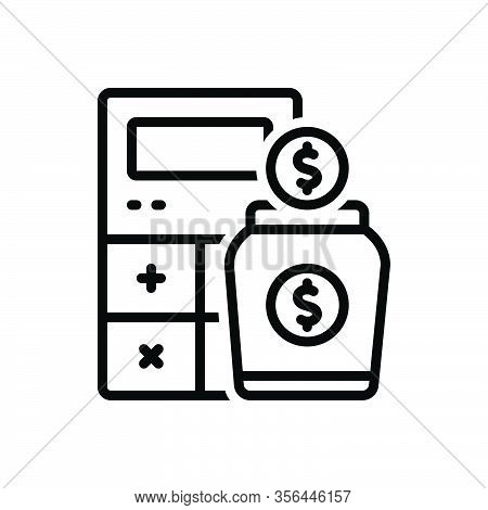 Black Line Icon For Income Earning Wages Revenue Finances Yield Calculator Money Received Stipend
