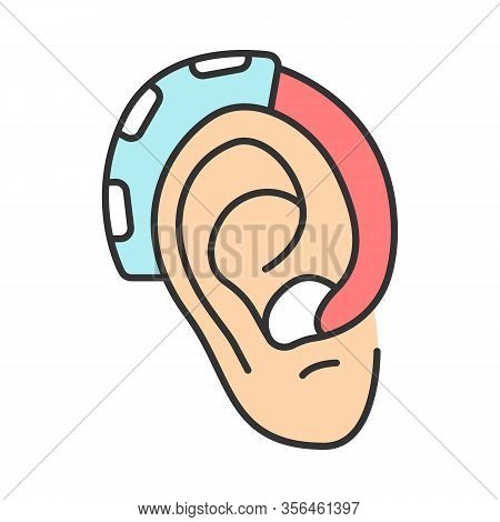 Hearing Aid Amplifier Color Icon. Acoustic Sound Enhancer. Hearing Loss Therapy. Amplification, Assi
