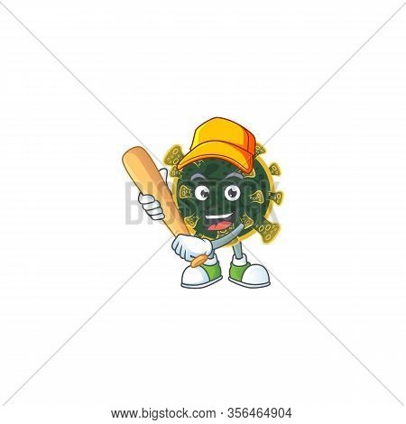 Cartoon Design Of New Coronavirus Having Baseball Stick