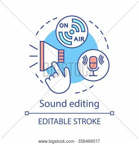Sound Editing Concept Icon. Sound Production Idea Thin Line Illustration. Cinematography. Audio Reco