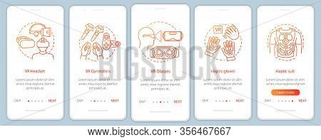 Vr Devices Onboarding Mobile App Page Screen With Linear Concept. Virtual Reality Glasses, Controlle