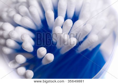 Hygienic swabs in container - top view