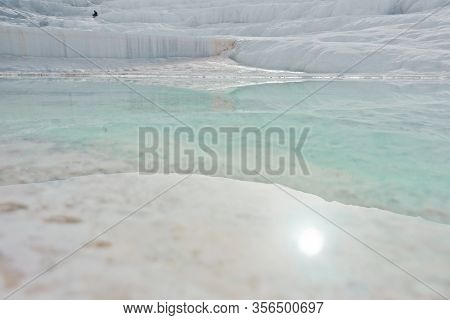 Details Of White Carbonate Mineral Rocks Made By Water Flow At Pamukkale Near Archelological Site Hi