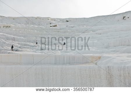 Details Of White Carbonate Mineral Rocks Made By Water Flow At Pamukkale Near Archelological Site Hi