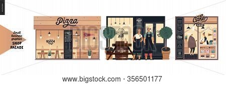 Facades -small Business Graphics. Modern Flat Vector Concept Illustrations -pizza House Front, Craft
