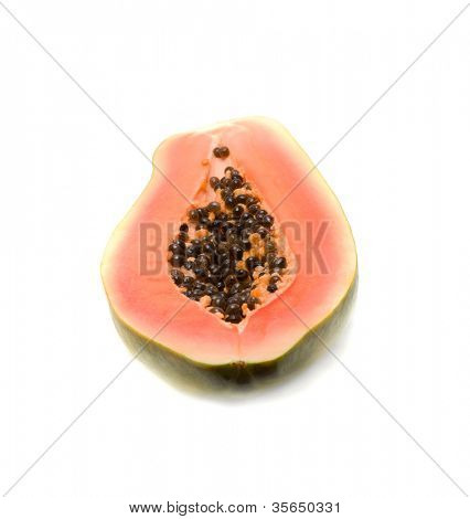 Papaia frutto tagliato aperto con semi