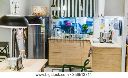 Singapore - Mar 4, 2020: Interior Of Ikea Store, A Brand Of Multinational Group That Designs And Sel