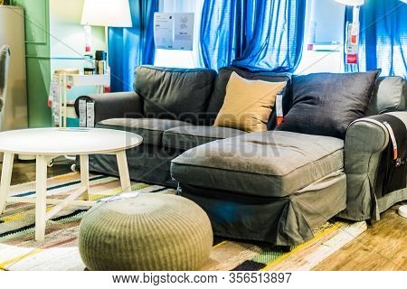 Singapore - Mar 4, 2020: Interior Of Ikea Store, A Brand Of Multinational Group That Designs And Sel