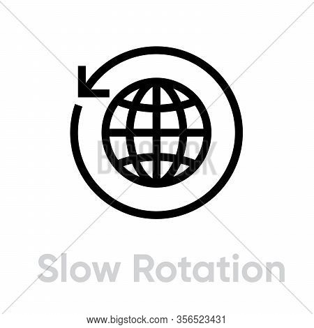 Slow Rotation Globe Earth Icon. Editable Line Vector.