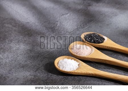 Variety Of Different Sea Salts, Hawaiian Black And Pink From The Himalayas