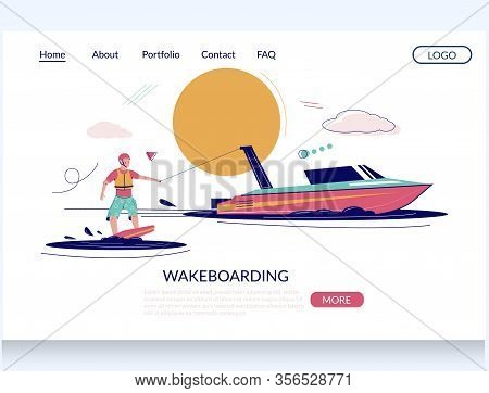 Wakeboarding Vector Website Landing Page Design Template