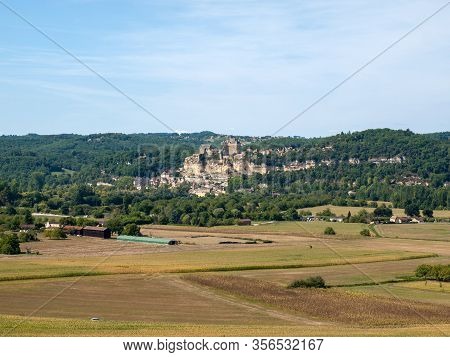 The Medieval Chateau De Beynac Rising On A Limestone Cliff Above The Dordogne River. France, Dordogn