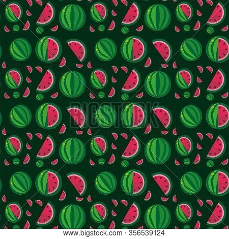 Watermelon Seamless Fruit Pattern With Polka Dots