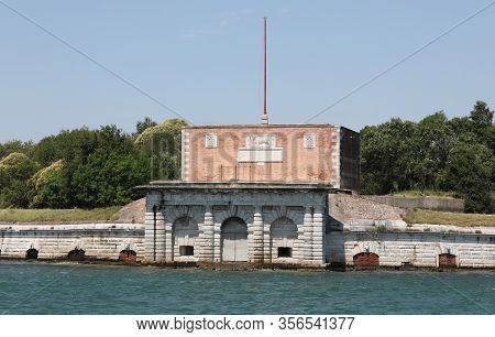 Fortification Called Forte Saint Andrea Near Venice In Italy And Adriatic Sea