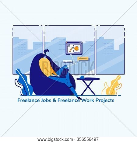 Advertising Banner Freelance Jobs And Work Project. Profit From Satisfying Consumer Needs. Man Is Si