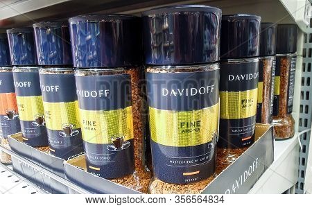 Samara, Russia - March 9, 2020: Coffee Davidoff On The Shelf At The Grocery Store
