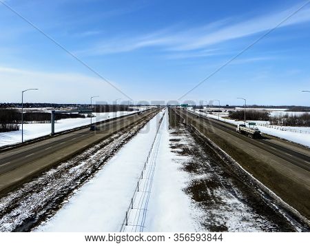 An Above View Of The Anthony Henday Drive, A Multi Laned Divided Highway Or Freeway That Circles Aro