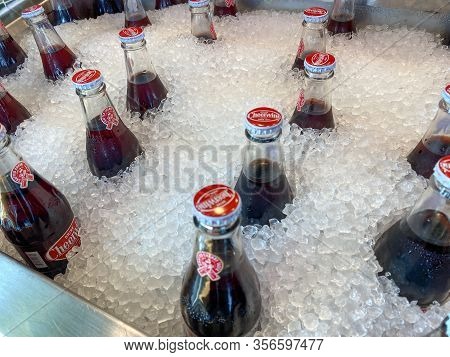 Orlando, Fl/usa-12/10/19: A Bin Of Iced Down Cheerwine Soft Drink At A Pdq Restaurant In Orlando, Fl