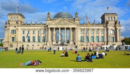 Berlin Germany 09 24 17: The Reichstag Officially Deutscher Bundestag  Plenarbereich Reichstagsgebau