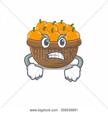 Orange Fruit Basket Cartoon Character Design With Angry Face