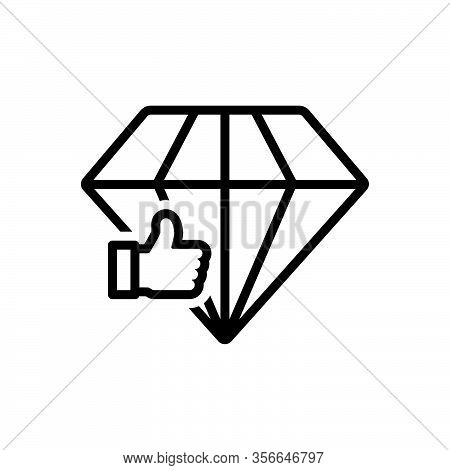 Black Line Icon For Good Like Diamond Shiner Accept Request Feedback Application Ok Gesture Approvin