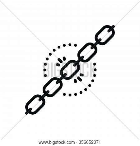 Black Line Icon For Chain Weaklink Disconnect Feeble Defect Unsafe Break Hyperlink Protection